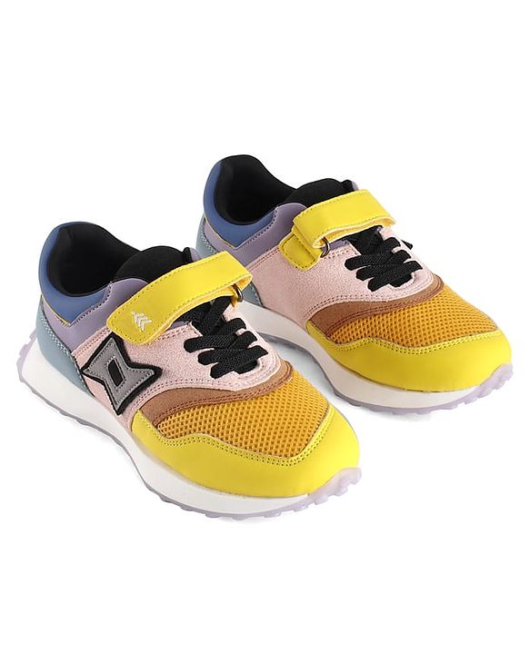 Pine Kids Velcro Closure Sneaker - Pink & Yellow