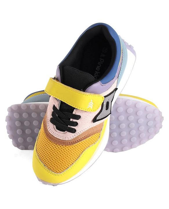 Pine Kids Velcro Closure Sneaker - Pink & Yellow