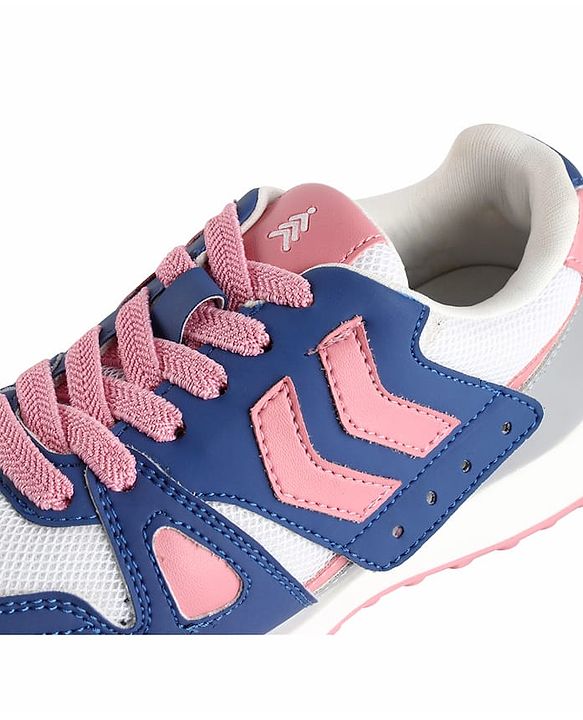 Pine Kids Lace Up Sneaker with Stripes - Pink & Blue