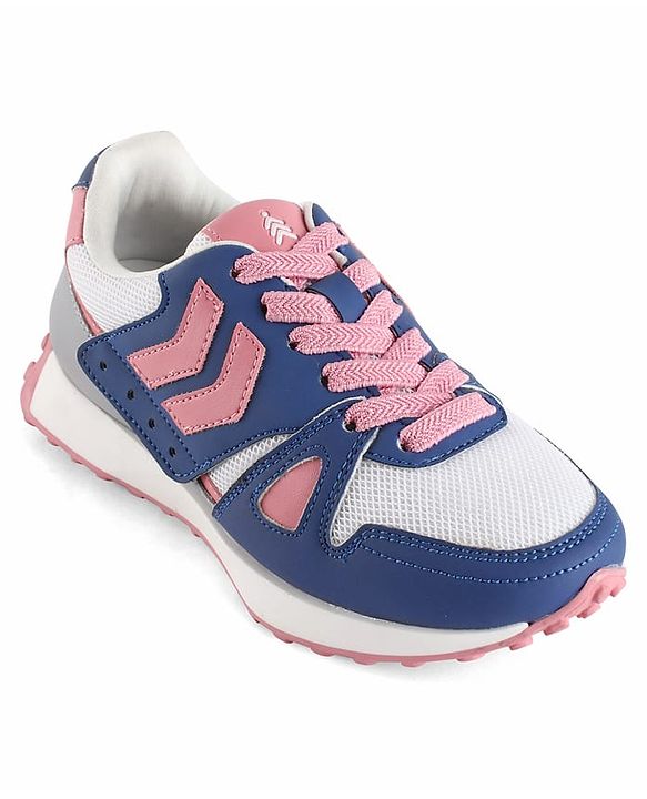 Pine Kids Lace Up Sneaker with Stripes - Pink & Blue