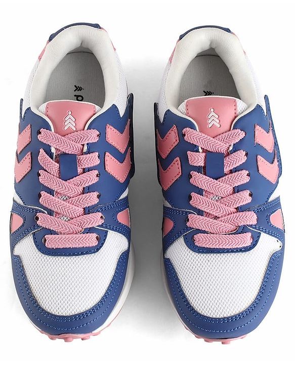 Pine Kids Lace Up Sneaker with Stripes - Pink & Blue