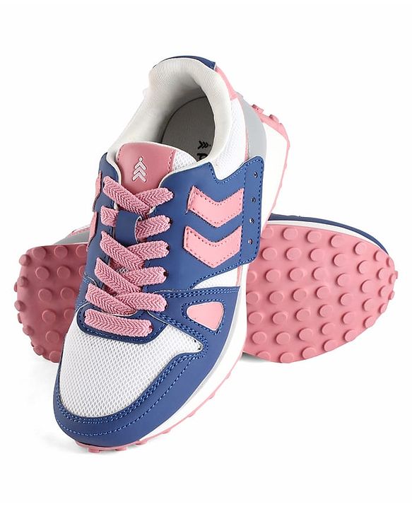 Pine Kids Lace Up Sneaker with Stripes - Pink & Blue