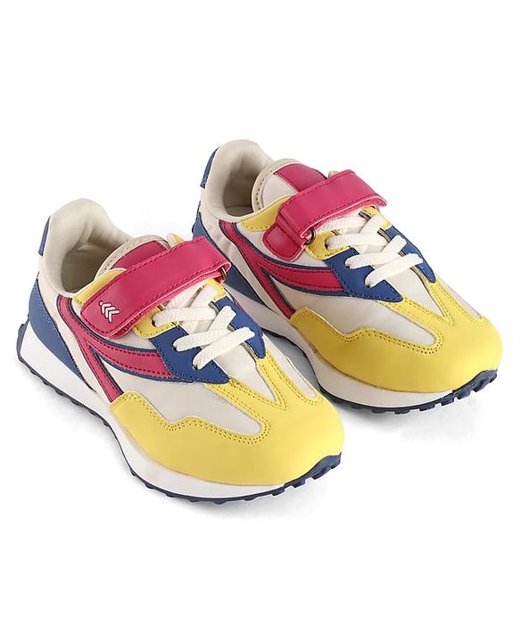 Pine Kids Velcro Closure Sneaker - Pink & Yellow