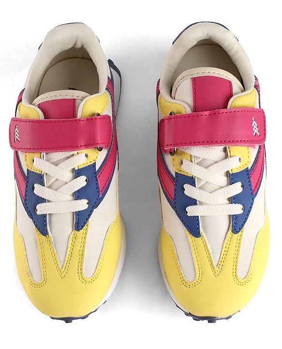 Pine Kids Velcro Closure Sneaker - Pink & Yellow