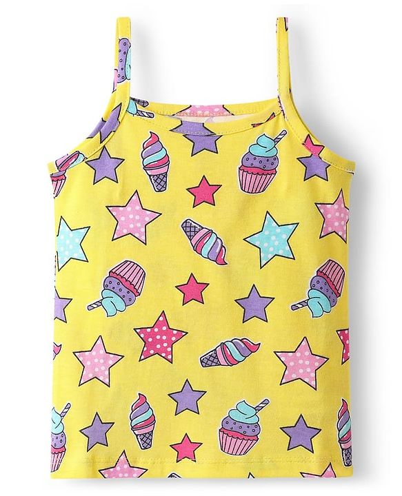 Babyhug 100% Cotton Antibacterial Slips With Polka Dots Stars & Ice cream Print Pack Of 3 - Lilac Yellow & Pink