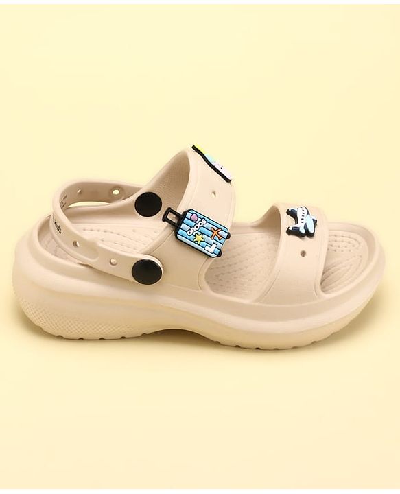 Pine Kids Back Strap Clogs with Airplane Applique - Beige