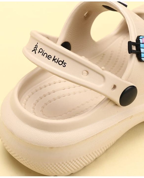 Pine Kids Back Strap Clogs with Airplane Applique - Beige