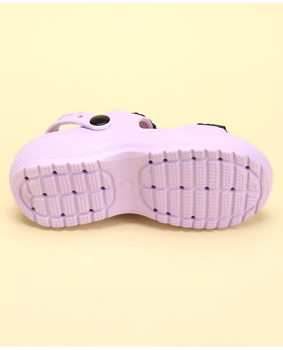 Pine Kids Back Strap Clogs with Donuts Applique - Purple