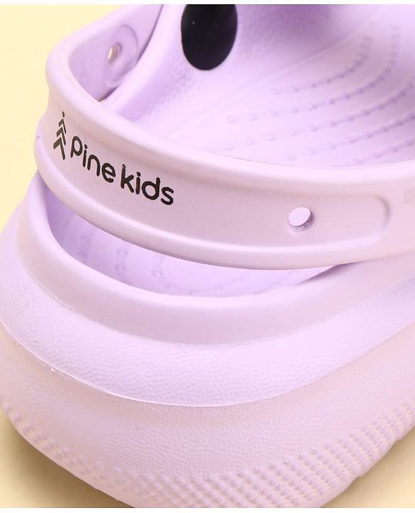 Pine Kids Back Strap Clogs with Donuts Applique - Purple
