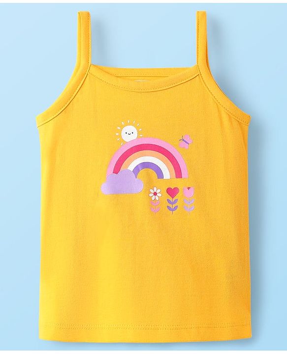 Babyhug 100% Cotton Antibacterial Slips With Hearts & Rainbow Print Pack Of 3 - Pink Yellow & White