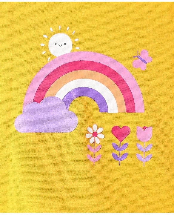 Babyhug 100% Cotton Antibacterial Slips With Hearts & Rainbow Print Pack Of 3 - Pink Yellow & White