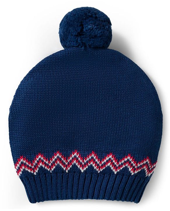Babyhug Organic Cotton Knitted Full Sleeves Sweater Set With Penguin Design & Cap - Navy Blue & Red