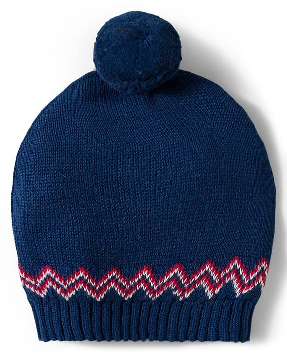 Babyhug Organic Cotton Knitted Full Sleeves Sweater Set With Penguin Design & Cap - Navy Blue & Red