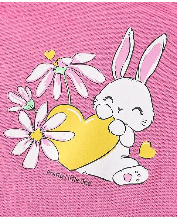 Babyhug 100% Cotton Antibacterial Slips With Hearts & Bunny Print Pack Of 3 - Pink Yellow & White