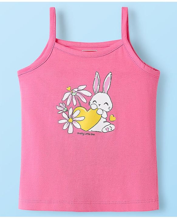 Babyhug 100% Cotton Antibacterial Slips With Hearts & Bunny Print Pack Of 3 - Pink Yellow & White