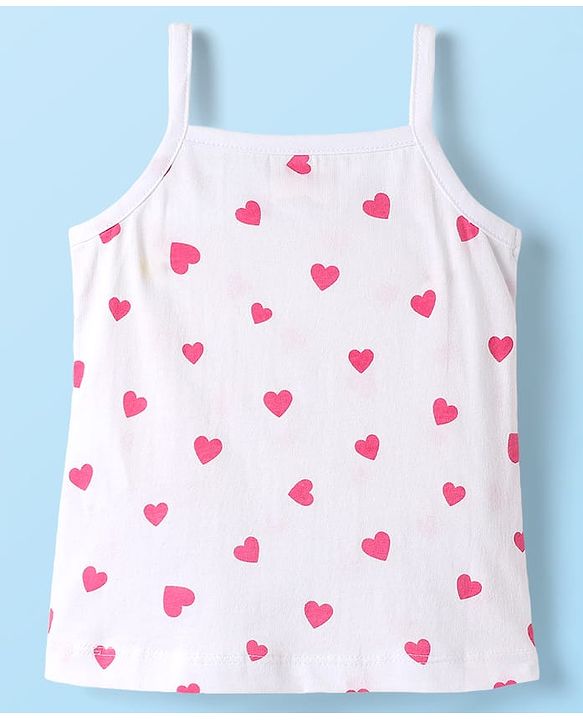 Babyhug 100% Cotton Antibacterial Slips With Hearts & Bunny Print Pack Of 3 - Pink Yellow & White