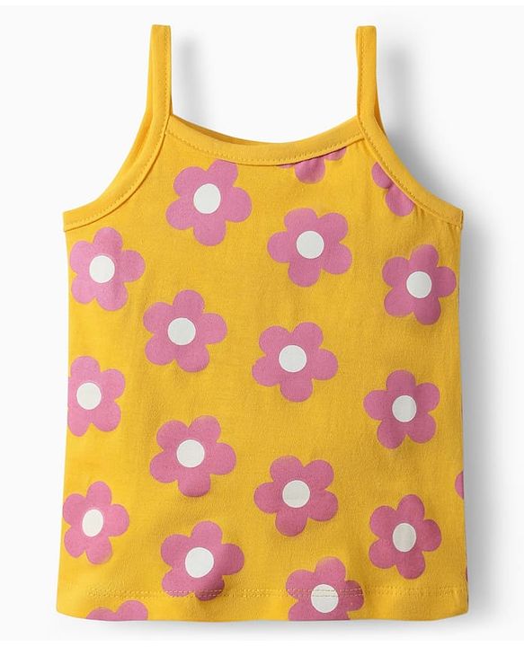 Babyhug 100% Cotton Single Jersey Knit Antibacterial Sleeveless Slips With Floral  Print Pack Of 3 - Pink Yellow & Light Blue