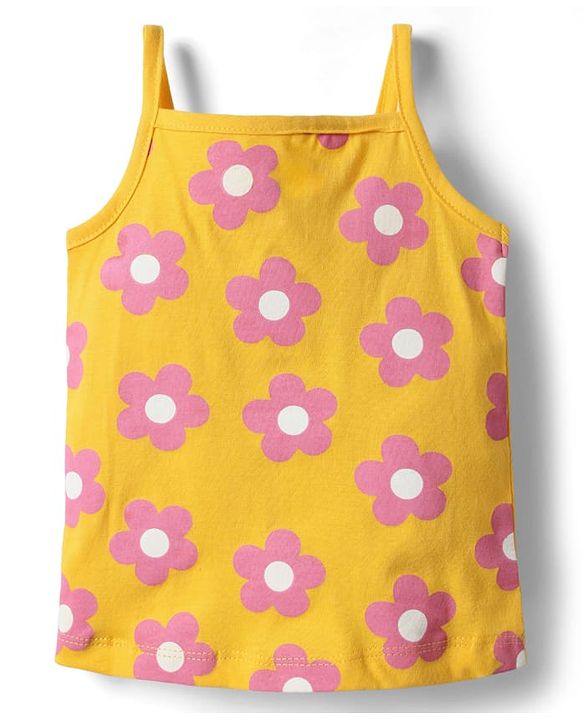 Babyhug 100% Cotton Single Jersey Knit Antibacterial Sleeveless Slips With Floral  Print Pack Of 3 - Pink Yellow & Light Blue