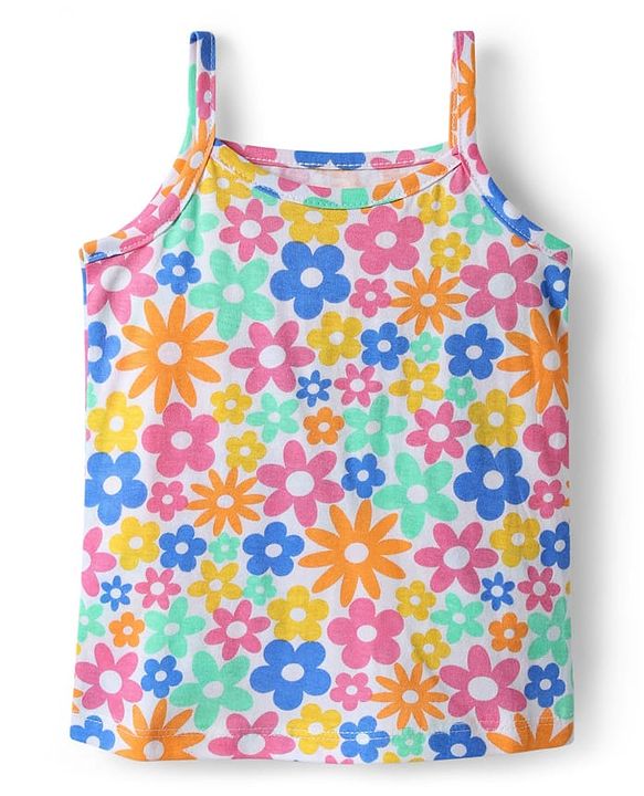 Babyhug 100% Cotton Single Jersey Knit Antibacterial Sleeveless Slips With Floral  Print Pack Of 3 - Pink Yellow & Light Blue