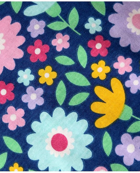 Babyhug 100% Cotton Antibacterial Slips With Polka Dots & Floral Print Pack Of 3 -Dark Pink Yellow & Navy Blue