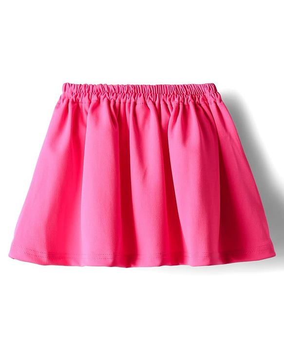 Babyhug Knit Half Sleeves Solid Color Top & Skirt Set with Bow Applique - Dark Pink