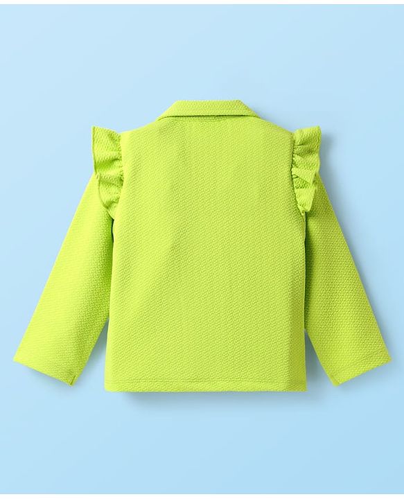 Babyhug Knit Full Sleeves 3 Piece Party Suit - Neon Green & White