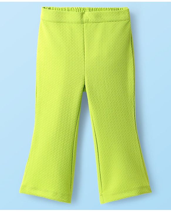 Babyhug Knit Full Sleeves 3 Piece Party Suit - Neon Green & White