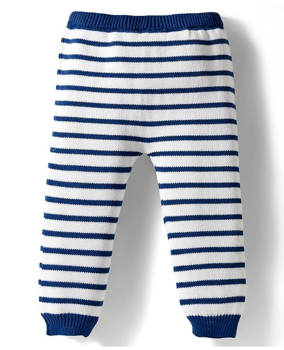 Babyhug Organic Cotton Knit Full Sleeves Pullover Sweater Set With Zebra Embroidery & Cap - Navy Blue & White