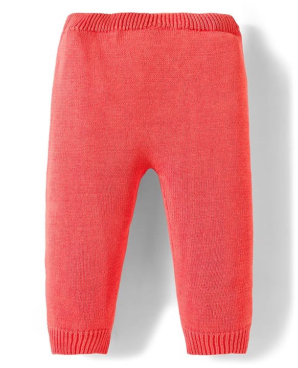 Babyhug Organic Cotton Knit Full Sleeves Striped Pullover Sweater Set with Cap & Bear Patch Detailing - Dark Peach
