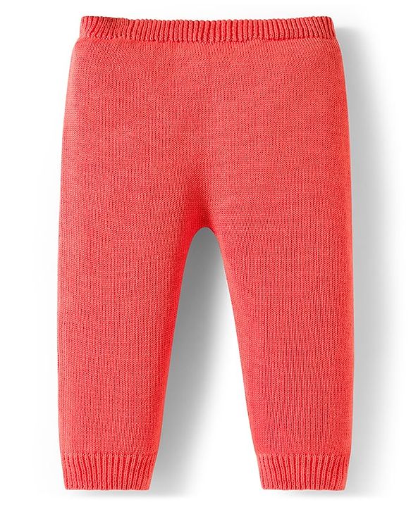 Babyhug Organic Cotton Knit Full Sleeves Striped Pullover Sweater Set with Cap & Bear Patch Detailing - Dark Peach