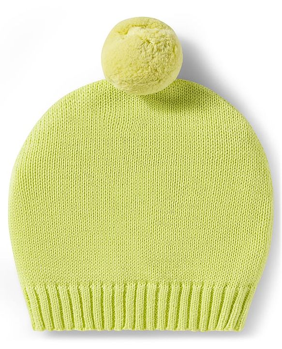 Babyhug Organic Cotton Knit Full Sleeves Striped Pullover Sweater Set with Cap & Tiger Patch Detailing - Limegreen
