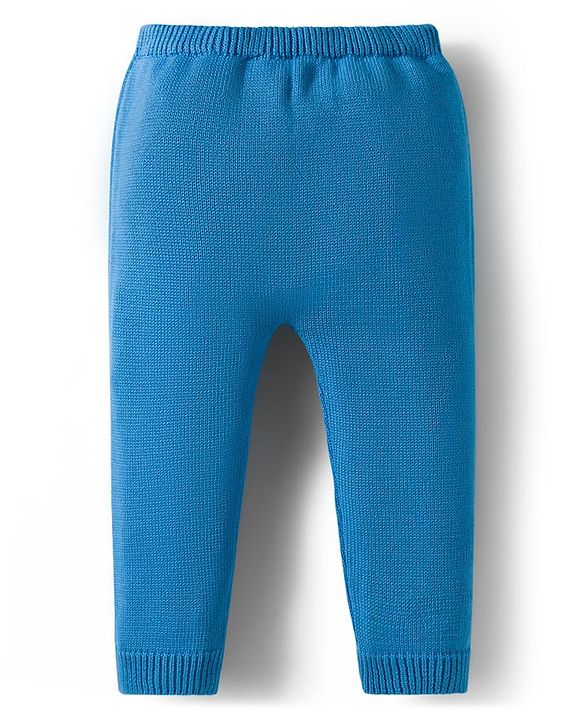 Babyhug Organic Cotton Knitted Full Raglan Sleeves Sweater Set With Tractor Design & Cap - Blue