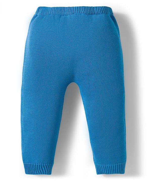 Babyhug Organic Cotton Knitted Full Raglan Sleeves Sweater Set With Tractor Design & Cap - Blue