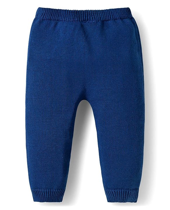 Babyhug Organic Cotton Knit Full Sleeves Sweater Set with Color Block Design Tiger Patch Pocket Detailing & Cap - Blue Yellow & Grey