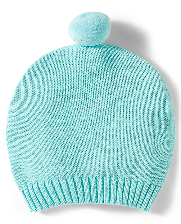 Babyhug Organic Cotton Knit Full Sleeves Striped Pullover Sweater Set with Cap & Patch Detailing - Aqua Blue