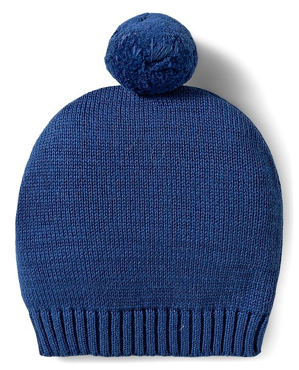 Babyhug Organic Cotton Knit Full Sleeves Sweater Set with Fair Isle Print & Cap - Red & Navy Blue