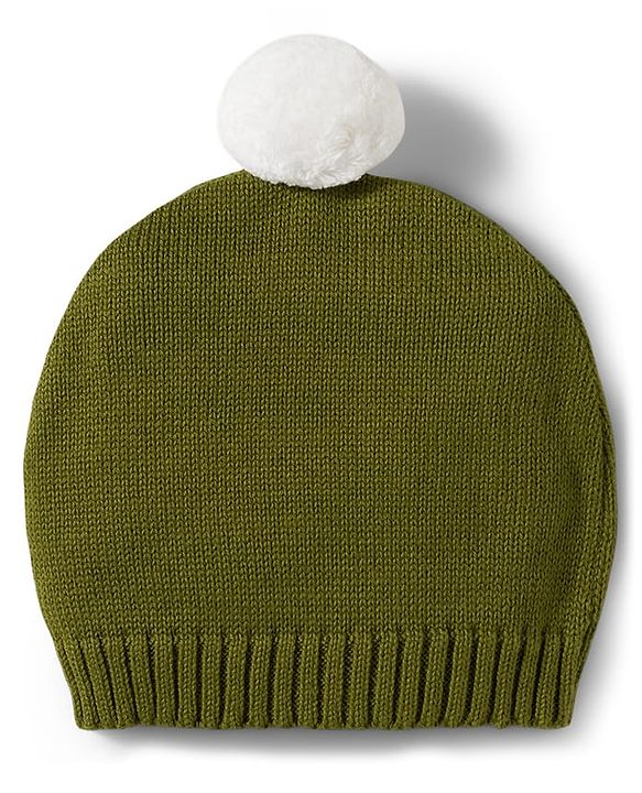 Babyhug Organic Cotton Knitted Full Sleeves Pullover Sweater Set With Tiger Embroidery & Cap - Olive Green