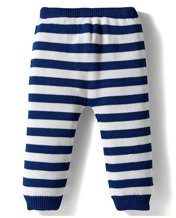 Babyhug Organic Cotton Knit Full Sleeves Pullover Sweater Set With Giraffe Embroidery & Cap - Red & Navy Blue