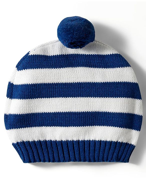Babyhug Organic Cotton Knit Full Sleeves Pullover Sweater Set With Giraffe Embroidery & Cap - Red & Navy Blue