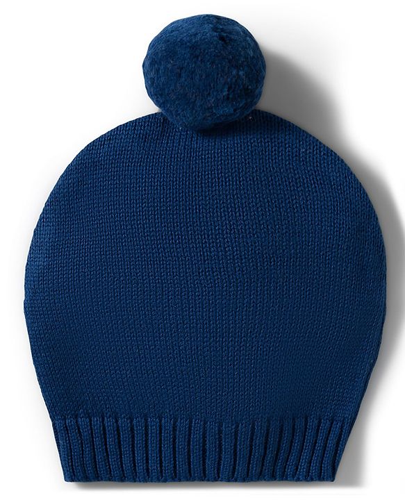 Babyhug Organic Cotton Knitted Full Raglan Sleeves Sweater Set With Train Design & Cap - Multicolor