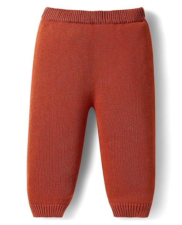 Babyhug Organic Cotton Knit Full Sleeves Sweater Set with Teddy Bear Print & Cap - Brown