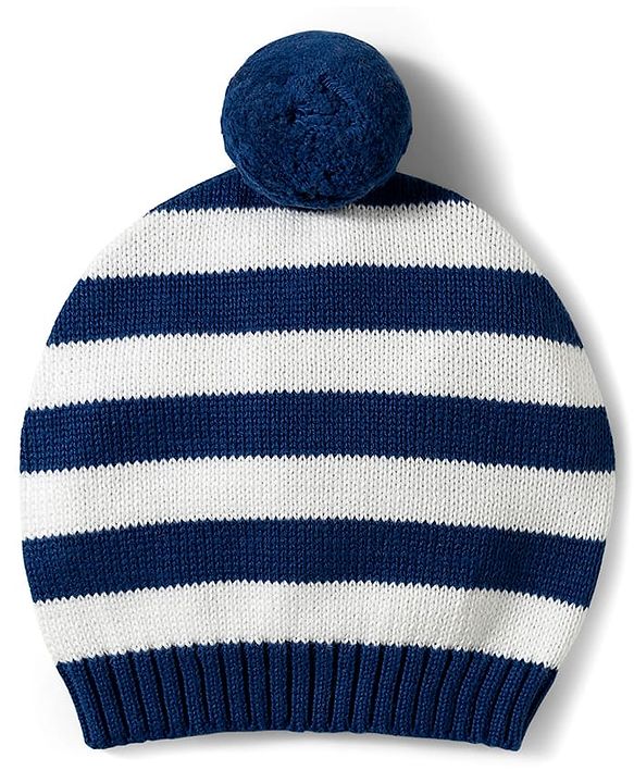 Babyhug Organic Cotton Knitted Full Raglan Sleeves Striped Sweater Set With Zebra Embroidery & Cap - Multicolor