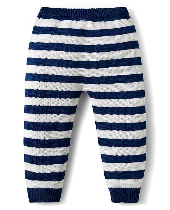 Babyhug Organic Cotton Knitted Full Raglan Sleeves Striped Sweater Set With Zebra Embroidery & Cap - Multicolor