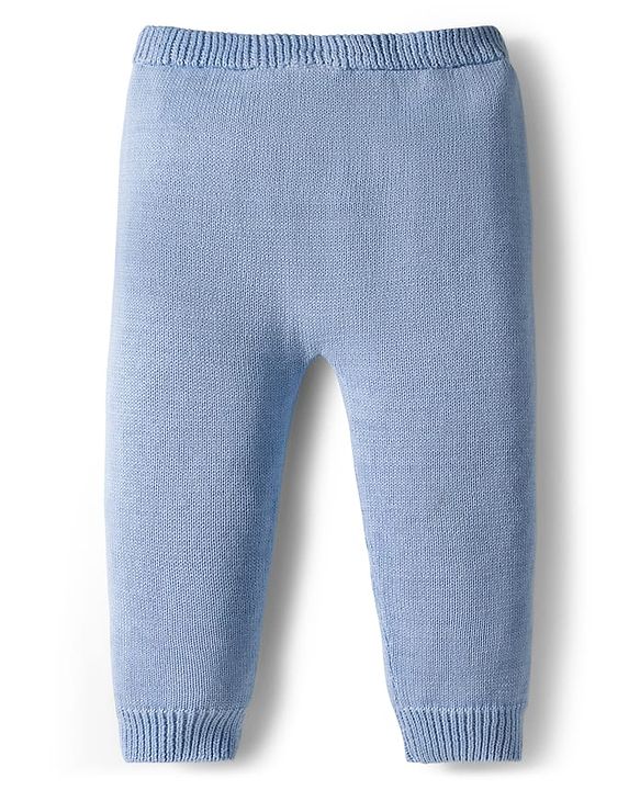 Babyhug Organic Cotton Knit Full Sleeves Striped Pullover Sweater Set with Cap & Unicorn Patch Detailing - Light Blue