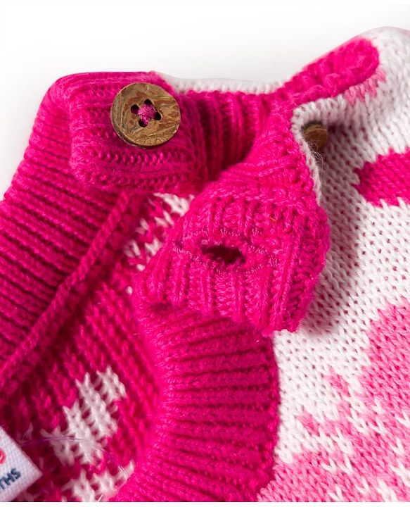 Babyhug Organic Cotton Knitted Full Sleeves Sweater Set With Butterfly Design & Cap - Dark Pink & White