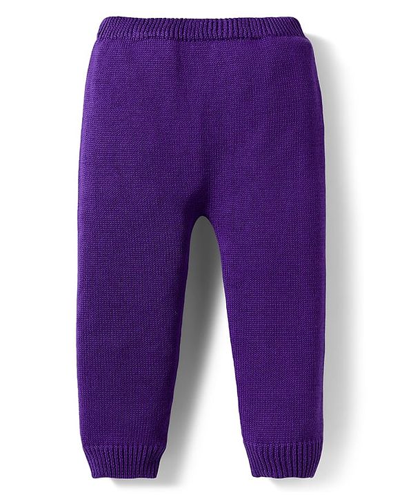 Babyhug Organic Cotton Knitted Full Sleeves Pullover Sweater Set With Horse Design & Cap - Purple & Pink