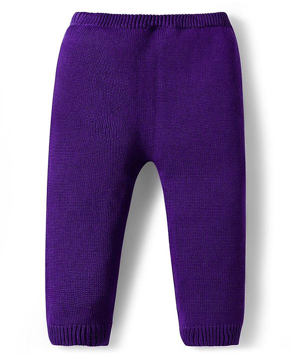 Babyhug Organic Cotton Knitted Full Sleeves Pullover Sweater Set With Horse Design & Cap - Purple & Pink