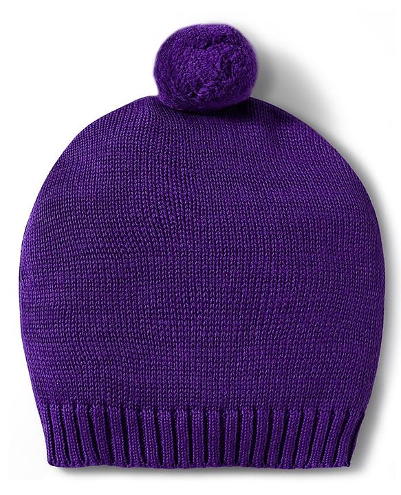 Babyhug Organic Cotton Knitted Full Sleeves Pullover Sweater Set With Horse Design & Cap - Purple & Pink