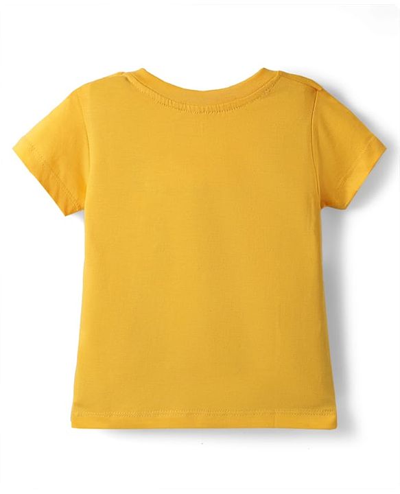 Babyhug Single Jersey Knit Half Sleeves T-Shirt & Short Set With Text Print - Yellow & Blue