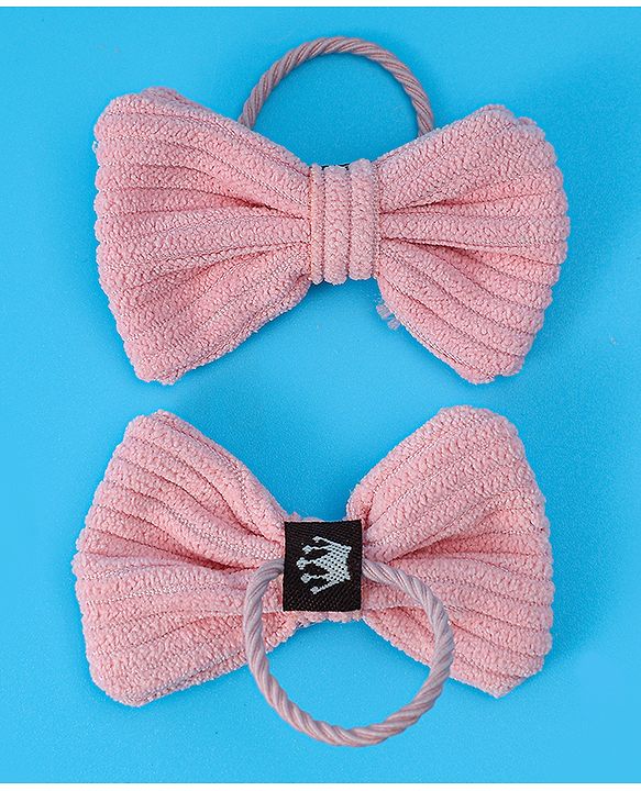 Babyhug Rubber Bands with Bow and Floral Applique Pack of 10 -  Pink